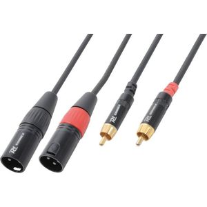 PD Connex 2x XLR (m) - Tulp stereo 2x RCA (m) kabel - 1,5 meter