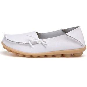 Provento - Dames lederen mocassins wit zachte loafer platte boot casual slip on rijden schoenen maat 41.