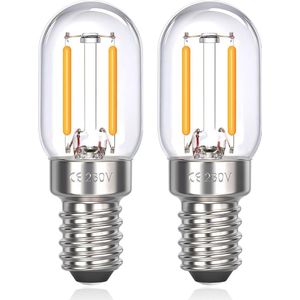 E14 2W Warm Wit LED Lamp voor Koelkast en Keuken - 2700K, 200lm, 2 Stuks