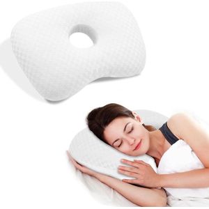 Piercing Kussen - Oorkussen - Donut Kussen met Gat Voor Oor - Hoofdkussen Zijslaper - Ringkussen - Oorpijn Verlichten - Voor Iedere Slaaphouding - Orthopedisch Hoofdkussen - Oordoppen Slapen - Hoofd Kussen - Zijslaapkussen - Piercingkussen - Wit