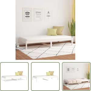 The Living Store Bed Grenenhout Wit - 195.5x96x30cm - Opbergruimte - Geschikt voor 90x190cm Matras - Montage vereist