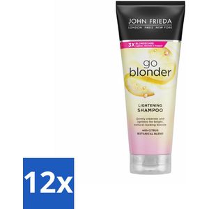 John Frieda – Shampoo – Sheer Blonde Go Blonder Lightening – Oplichtend effect – 250 ml - Voordeelverpakking - 12 stuks