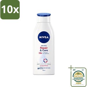 10 x Nivea - Repair & Care Body Lotion - Voor Zeer Droge Huid - 400 ml - Grootverpakking - Body Lotion - Droge Huid - Huidverzorging - Zeer Droge Huid - Huidmicrobioom