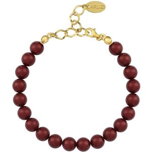 ARLIZI 1130 Parel Armband - Dames - 925 Zilver Verguld - 18 cm - 8 mm - Rood