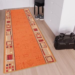 Tapiso Antislip Rubber Mat Oranje Beige Klassiek Rubbermat Tapijt Maat- 80x950