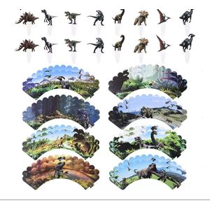 Akyol - cocktailprikker - 10 stuks -verjaardag jonge - happy birthday - dinosaurus - dino - cupcake toppers - cupcake prikkers - verjaardag - dinosaurus - thema dinosaurus - dinosaurussen - verjaardag