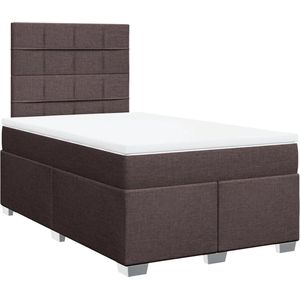 vidaXL - Boxspring - met - matras - stof - donkerbruin - 120x200 - cm