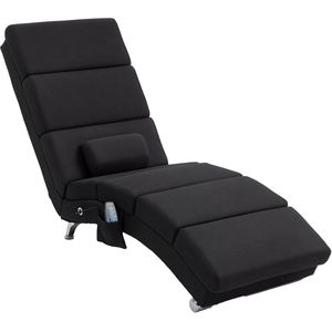 HOMCOM-Relaxliege mit Massagefunktion-Polyester, Stahl-168L x 56B x 84H cm-Schwarz