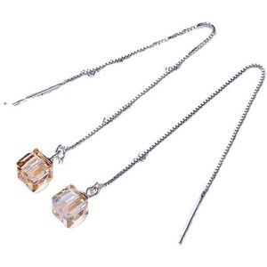 Oorbellen 925 Sterling Zilver met Oranje Swarovski® Kristal Cubes