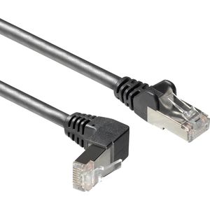 S/FTP CAT6a 10 Gigabit netwerkkabel haaks naar boven / recht / zwart - 0,50 meter
