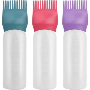 Haarverf Applicator Fles met Wortelkam - 3 Pack - 6oz - Dubbele Kleur