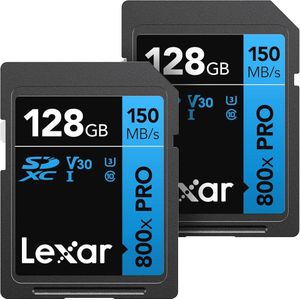 128 GB Geheugenkaart (2-pack) - UHS-I, C10, U3, V30 voor 4K UHD Video en Digitale SLR Camera's