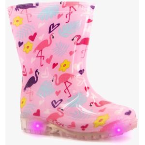 Vrolijke kinder regenlaarzen met lichtjes - Roze - 100% stof- en waterdicht - Maat 32