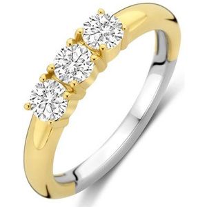 TI SENTO Dames Ring - 925 zilver - Zirkonia met geel verguld - Maat 17.75 mm / maat 56 - 12349ZY