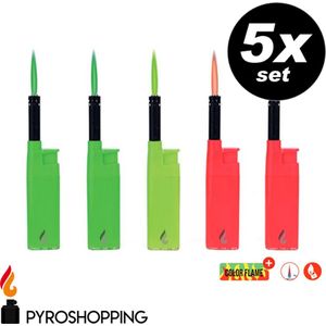 Pyroshopping Color Flamers set - 5 stuks aanstekers met uniek gekleurde storm vlam