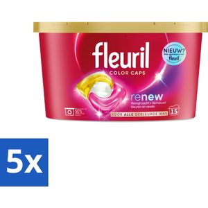 Fleuril - Wasmiddel - Renew Color Caps - Gekleurde Was - 15 wasbeurten - Bulkverpakking - 5 stuks