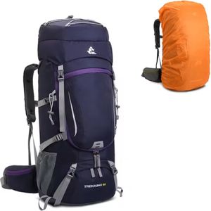 Avoir Avoir®- Hiking Backpack 60L -Paars-Groot Capaciteitsontwerp – Waterdicht Nylon –77x28x22 cm – Molle-systeem – Reflecterende Strips – Inclusief Regenhoes- Rugzak – Bol.com