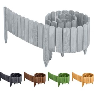 Garronda Rollborder - Flexibele houten - Gazonafscheiding - Palissade padenafscheiding - kan worden ingekort - Grijs - Hoogte: 10 cm, hekje 200 cm