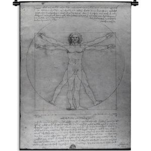 Wandkleed Da Vinci - Vitruviusman - Leonardo da Vinci Wandkleed katoen 150x200 cm - Wandtapijt met foto