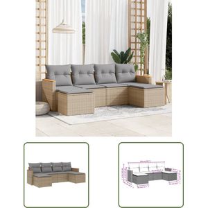 The Living Store Tuin Loungeset - PE-rattan Beige 6-Stuks - Modulair Design