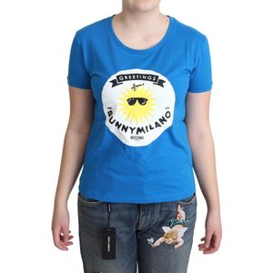 Blauw katoenen T-shirt met Sunny Milano-print
