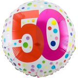 Folat - Folieballon 50 Jaar Wit/Stippen Meerkleurig 45 cm