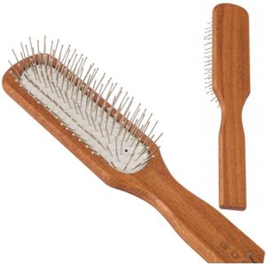 Gorgol Houten Haarborstel met Rubberen Kussen en Metalen Pinnen