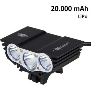 SolarStorm X3 USB MTB/race LED koplamp EXTREEM veel licht met 3x CREE T6 LED - met 20.000 mAh LiPo Powerbank