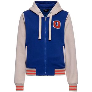 Queen Kerosin Kitten Sport Club Varsity Jacket Dames Vest met capuchon - blauw/beige - S