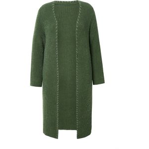 MIAMODA MIAMODA - Dames - Vest extra lang hals met siersteek - Donkergroen - Maat 54+