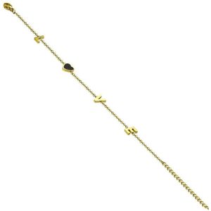 Amanto Armband Eugenie Gold - 316L Staal PVD - Letter - Hart - 17+5cm