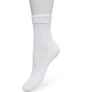 onnie Doon Dames Fishnet Sok met Sportieve Streepboord Dichte Zool en Teen Voor Meer Draagcomfort Wit 36/42 - Rekbaar Van Net Boven Enkel tot Stukje Boven Enkel te Dragen - 90% Polyamide - Fisnet - Mode - Trendy - Bright White - BP221430.160