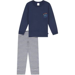 SCHIESSER - Nightwear 1 - Nachtkledij - Donkerblauw/Wit - 2-delig - Lang