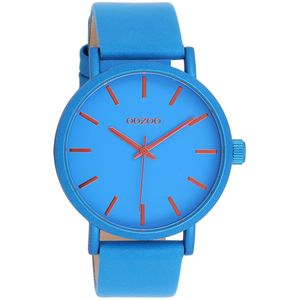 OOZOO Timepieces - Blauwe OOZOO horloge met blauwe leren band - C11175