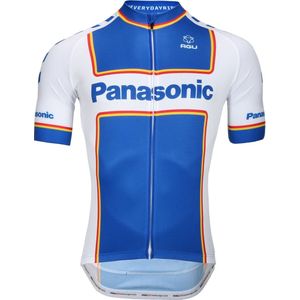 Retro Panasonic fietsshirt met korte mouwen en lange rits - S