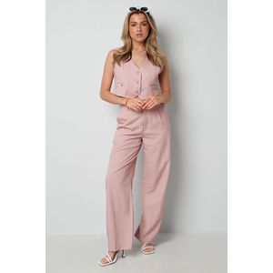Pantalon met plooien - broek bandplooien - dames - nieuwe collectie - lente/zomer 2024 - roze - maat L