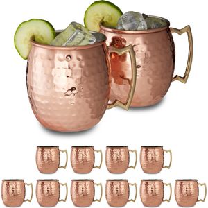 12x moscow mule beker- koperen beker - 500 ml - cocktailbeker - grote drinkbeker