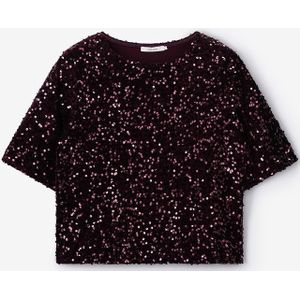 Sissy-Boy - Donkerrood t-shirt met pailletten