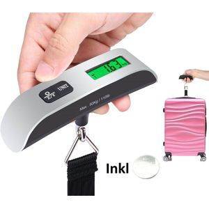 Traveleo Babij Kofferweegschaal met Verlicht Scherm - Bagageweegschaal - Bagageweger - Hangweegschaal - Digital Luggage Scale - Kofferweger - Inclusief Batterij