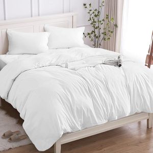 Dekbedovertrek voor tweepersoonsbed, 100% Katoen, 240 x 220 cm, Ademend, Hypoallergeen, Wit