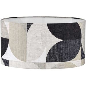 Toplicht - Lampenkap - Ovaal cilinder - Retro - antraciet/grijs/creme/zand - 35x23x18cm