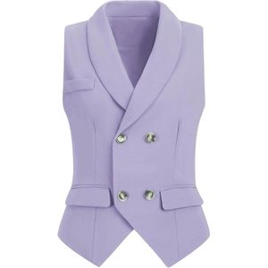 Elegant damesvest met dubbele rij knoopsluiting en mouwloze revers - Licht Paars - XS