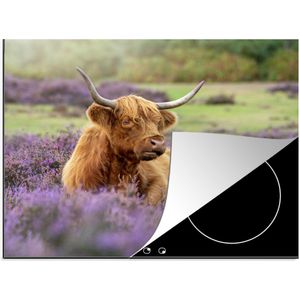 KitchenYeah® Inductie beschermer 59x51 cm - Schotse Hooglander - Bruin - Struiken - Kookplaataccessoires - Afdekplaat voor kookplaat - Inductiebeschermer - Inductiemat - Inductieplaat mat