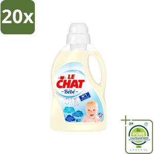 20 x Le Chat Vloeibaar Wasmiddel Bébé 32 Wasbeurten 1440 ml - Grootverpakking - Babywasmiddel - Hypoallergeen - Babyvlekken - Wasmiddel Voor Baby's - Babywas