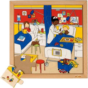 Educo Kinderpuzzel Ziekenhuis - Legpuzzel - Houten speelgoed - Houten puzzel - Educatief speelgoed - Kinderspeelgoed - 16 stukjes