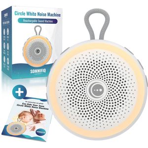Somnifiq Luna White Noise Machine - Slaaphulp voor Volwassenen - Witte Ruis Machine met Nachtlamp - 20 rustgevende geluiden - Timer & Geheugenfunctie - Wit