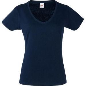 Fruit Of The Loom Dames Vrouwen-Fit Valuegewicht V-hals T-shirt met korte mouwen (Donker Marine)