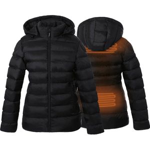 Verwarmde gewatteerde jas - Slim fit voor dames - Met verstelbare kap - Rapid power technologie - zwart