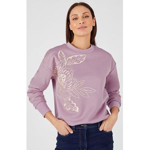 Damart - Sweatshirt fleece geborduurd - Dames - Violet - XXL