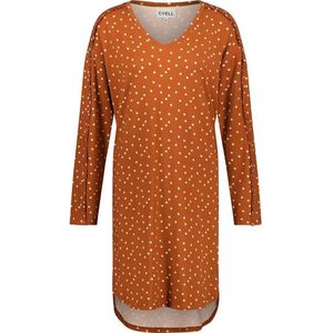 Cyell ART OF DOT dames nachthemd lange mouwen - roestbruin met dots - Maat 36 Roestbruin met dots maat 36 (S)